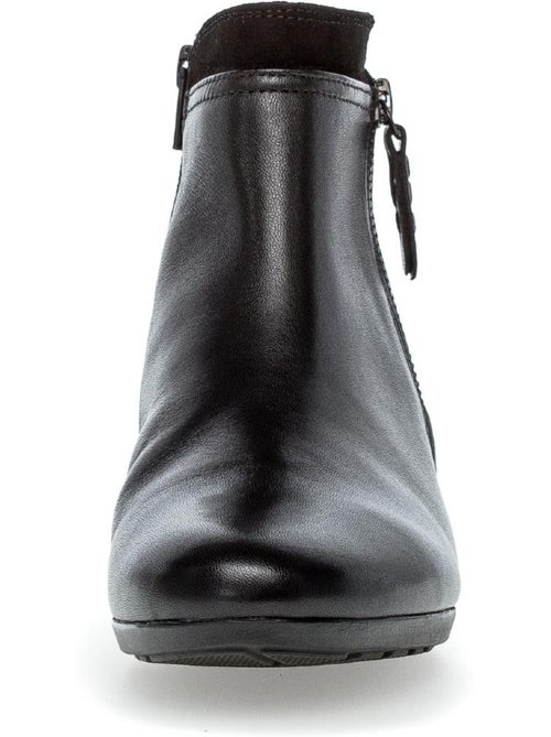 Bottines  en cuir lisse - Kiabi