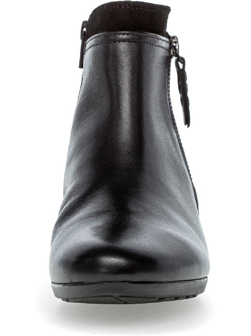 Bottines  en cuir lisse Noir Noir - Kiabi