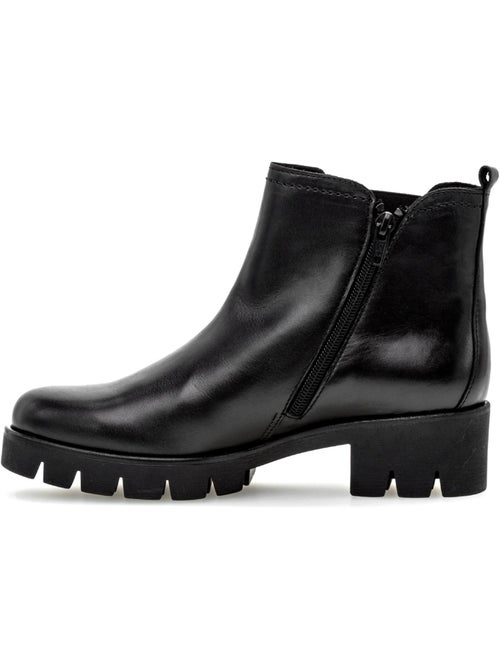 Bottines  en cuir lisse - Kiabi