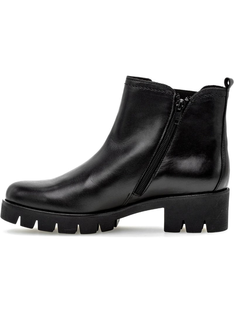 Bottines  en cuir lisse Noir Noir - Kiabi