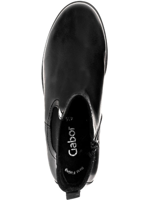 Bottines  en cuir lisse - Kiabi