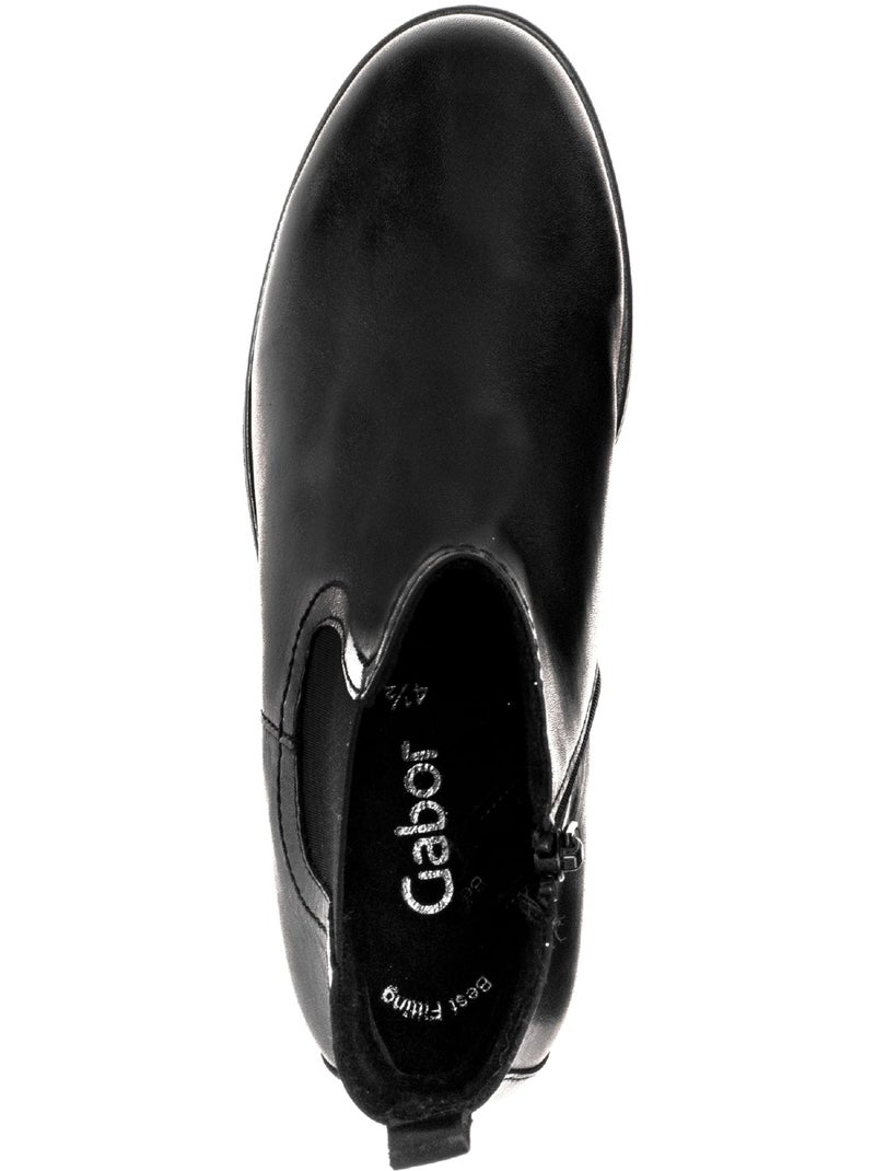 Bottines  en cuir lisse Noir Noir - Kiabi