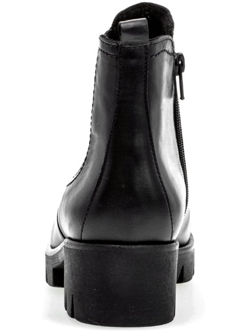 Bottines  en cuir lisse - Kiabi