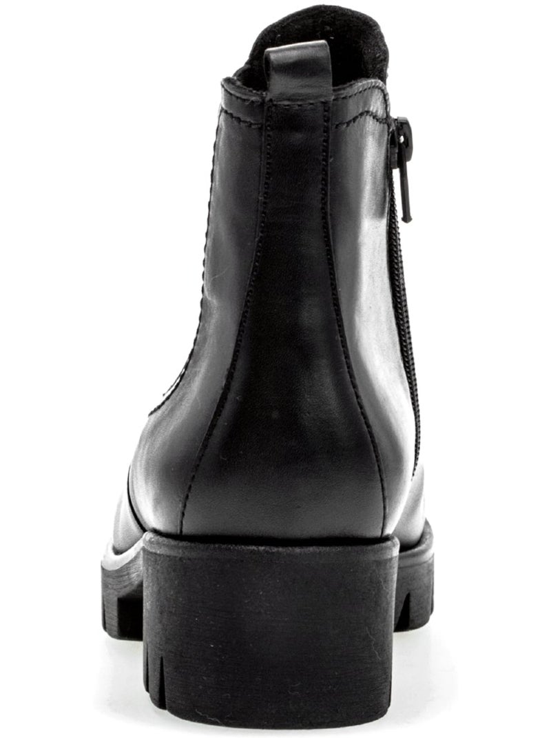 Bottines  en cuir lisse Noir Noir - Kiabi