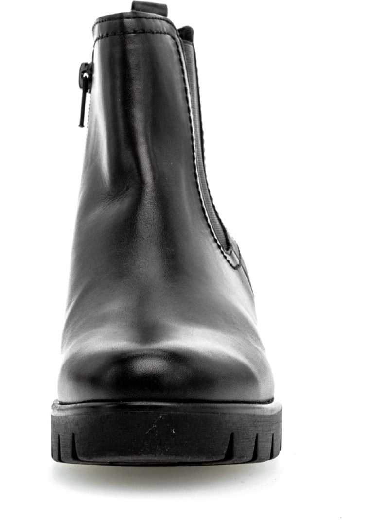 Bottines  en cuir lisse Noir Noir - Kiabi