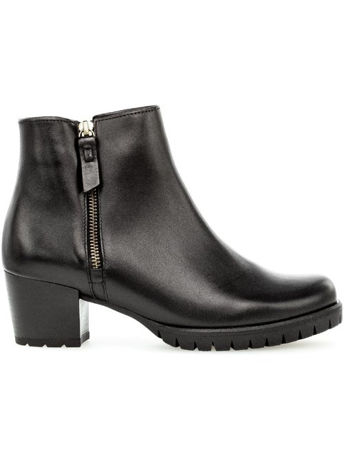 Bottines  en cuir lisse - Kiabi