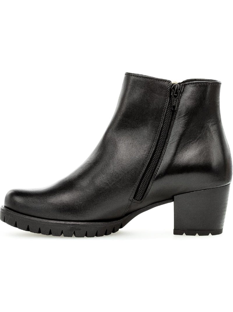 Bottines  en cuir lisse Noir Noir - Kiabi