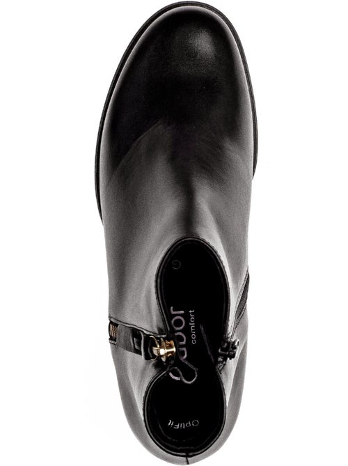 Bottines  en cuir lisse - Kiabi