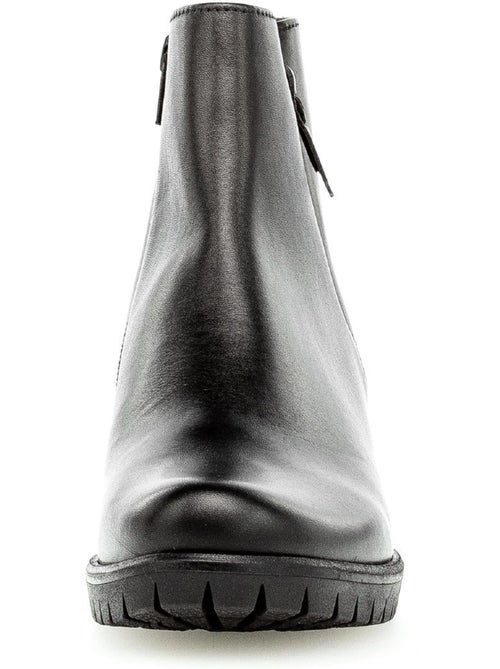 Bottines  en cuir lisse - Kiabi