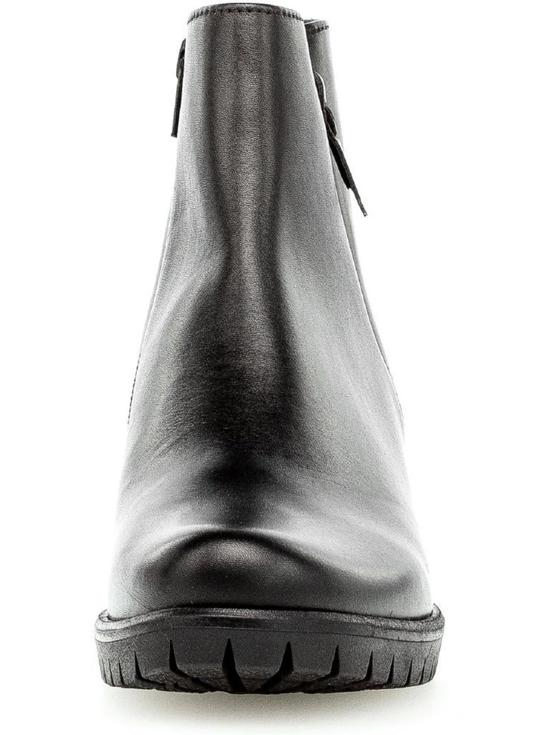 Bottines  en cuir lisse Noir Noir - Kiabi