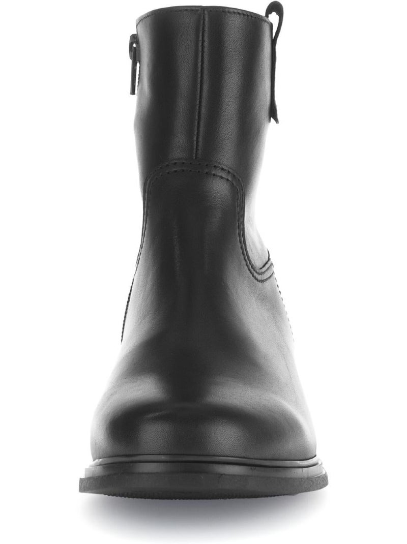 Bottines  en cuir lisse Noir Noir - Kiabi