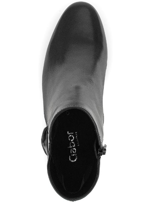 Bottines  en cuir lisse - Kiabi