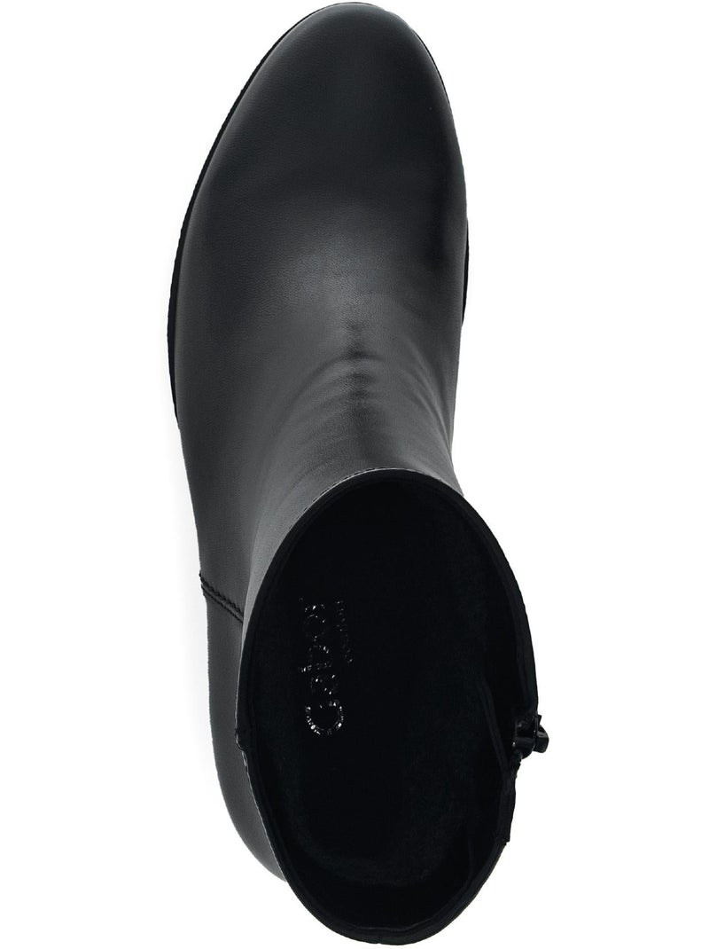 Bottines  en cuir lisse Noir Noir - Kiabi