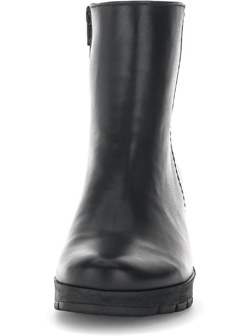 Bottines  en cuir lisse Noir Noir - Kiabi