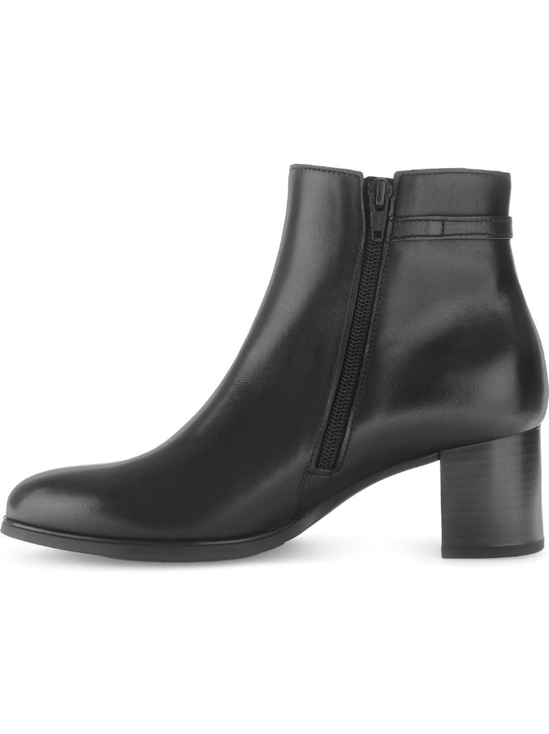 Bottines  en cuir lisse Noir Noir - Kiabi