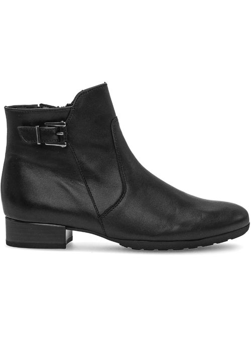Bottines  en cuir lisse - Kiabi