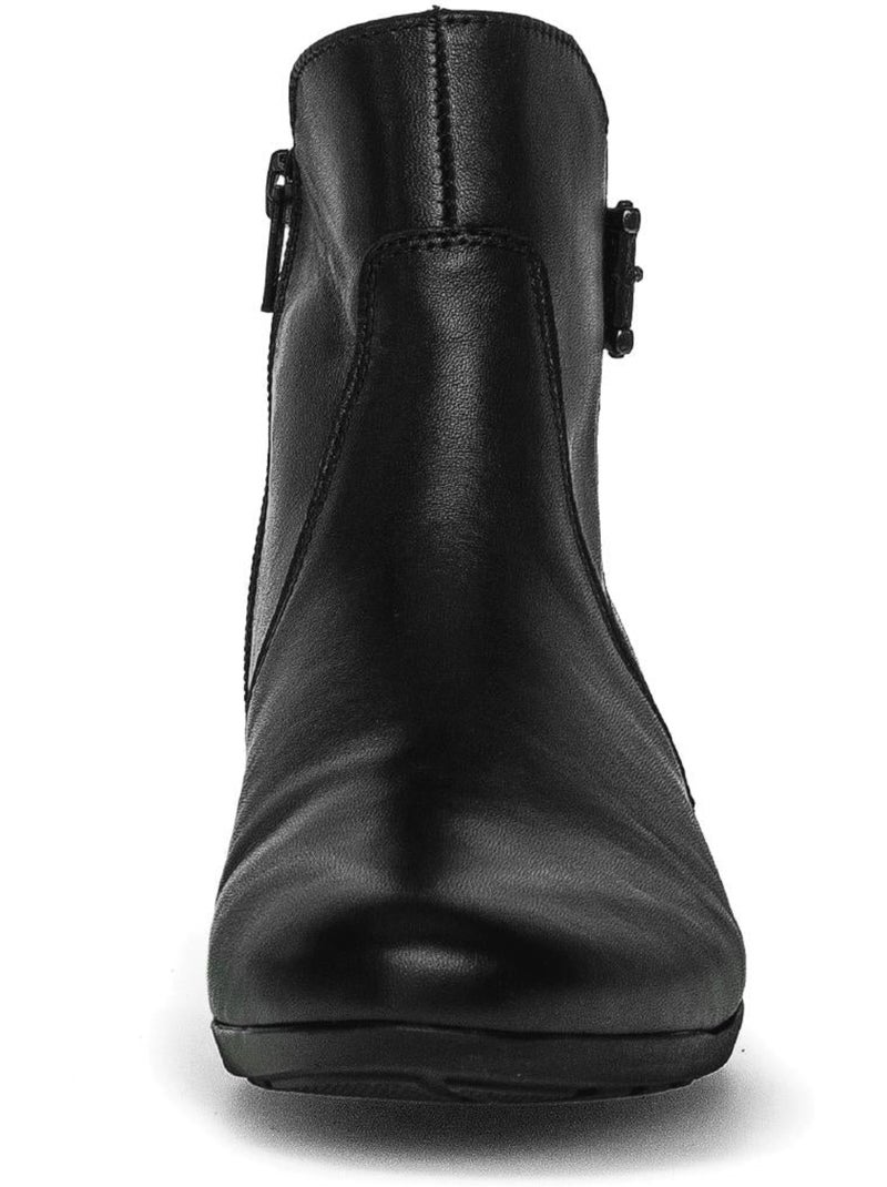 Bottines  en cuir lisse Noir Noir - Kiabi