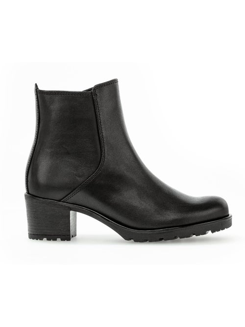 Bottines  en cuir lisse - Kiabi