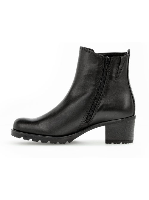 Bottines  en cuir lisse - Kiabi