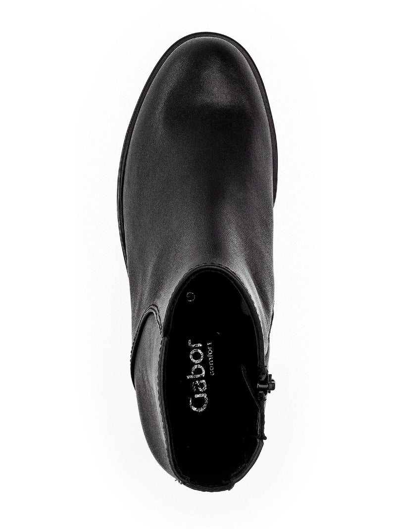 Bottines  en cuir lisse Noir Noir - Kiabi