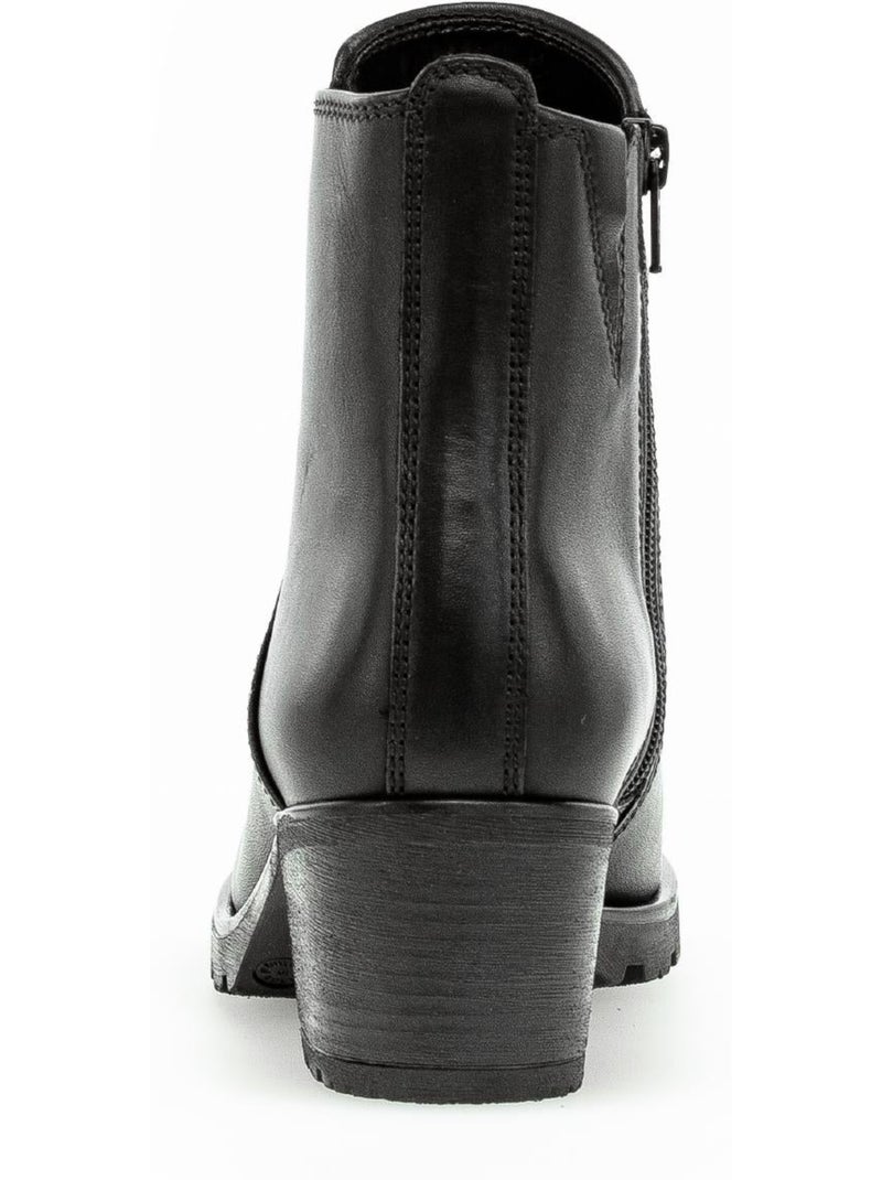 Bottines  en cuir lisse Noir Noir - Kiabi