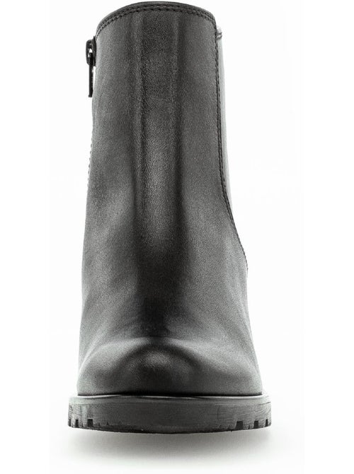 Bottines  en cuir lisse - Kiabi