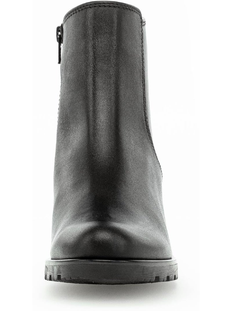 Bottines  en cuir lisse Noir Noir - Kiabi
