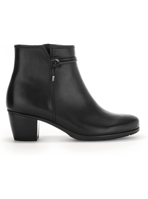 Bottines  en cuir lisse - Kiabi