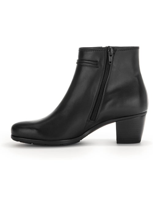 Bottines  en cuir lisse - Kiabi