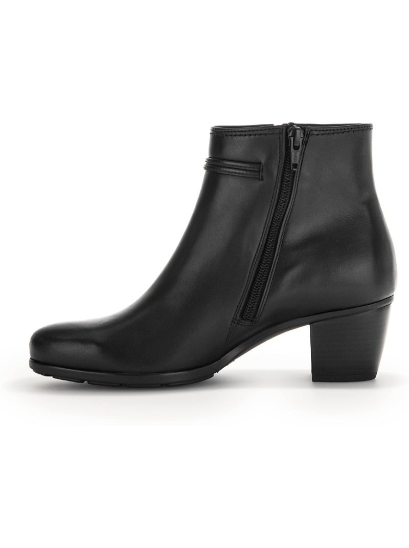 Bottines  en cuir lisse Noir Noir - Kiabi