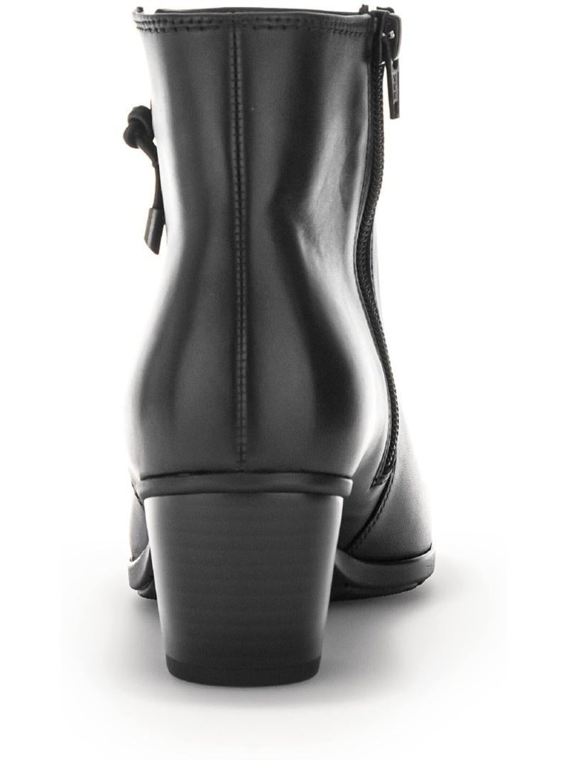 Bottines  en cuir lisse Noir Noir - Kiabi