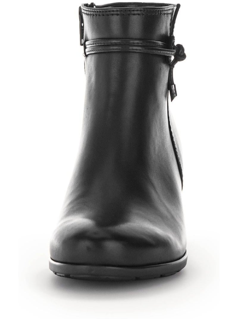 Bottines  en cuir lisse Noir Noir - Kiabi