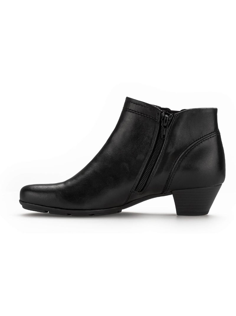 Bottines  en cuir lisse Noir Noir - Kiabi
