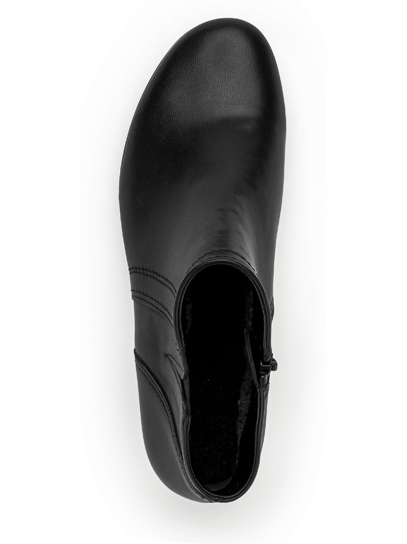 Bottines  en cuir lisse Noir Noir - Kiabi