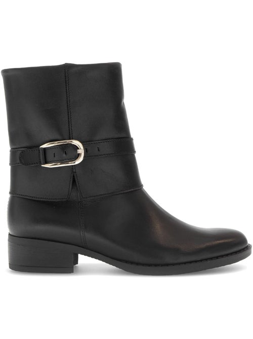 Bottines  en cuir lisse - Kiabi