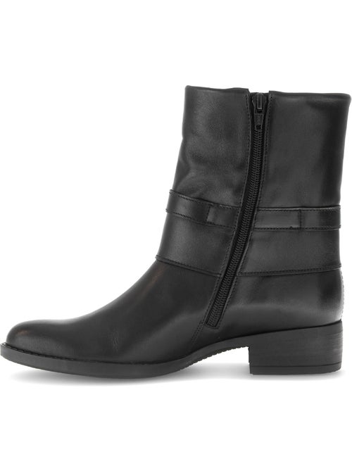 Bottines  en cuir lisse - Kiabi