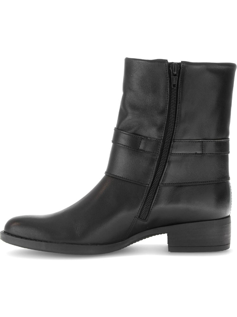 Bottines  en cuir lisse Noir Noir - Kiabi