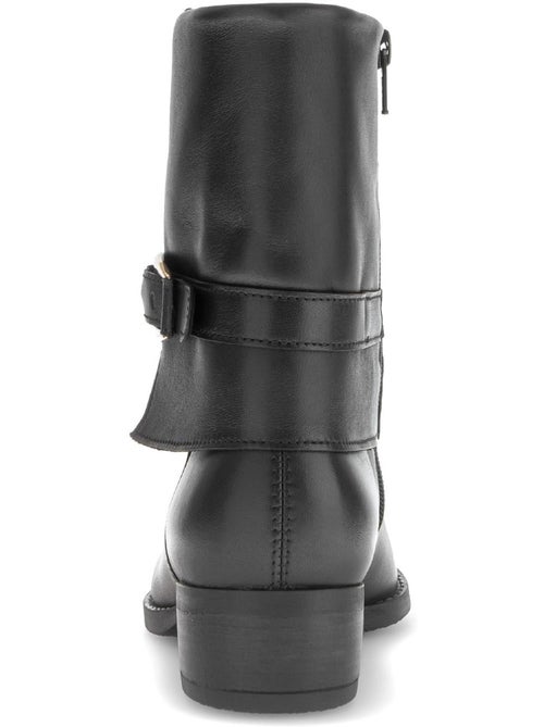 Bottines  en cuir lisse - Kiabi