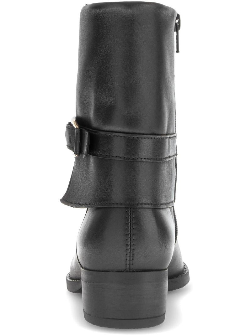 Bottines  en cuir lisse Noir Noir - Kiabi