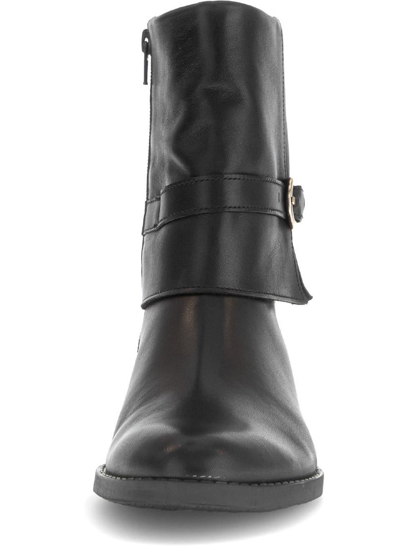 Bottines  en cuir lisse Noir Noir - Kiabi