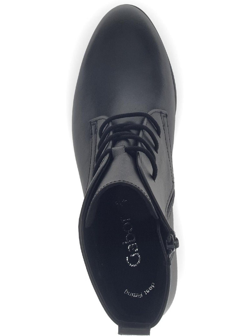 Bottines  en cuir lisse Noir Noir - Kiabi