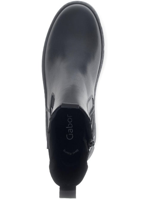 Bottines  en cuir lisse - Kiabi