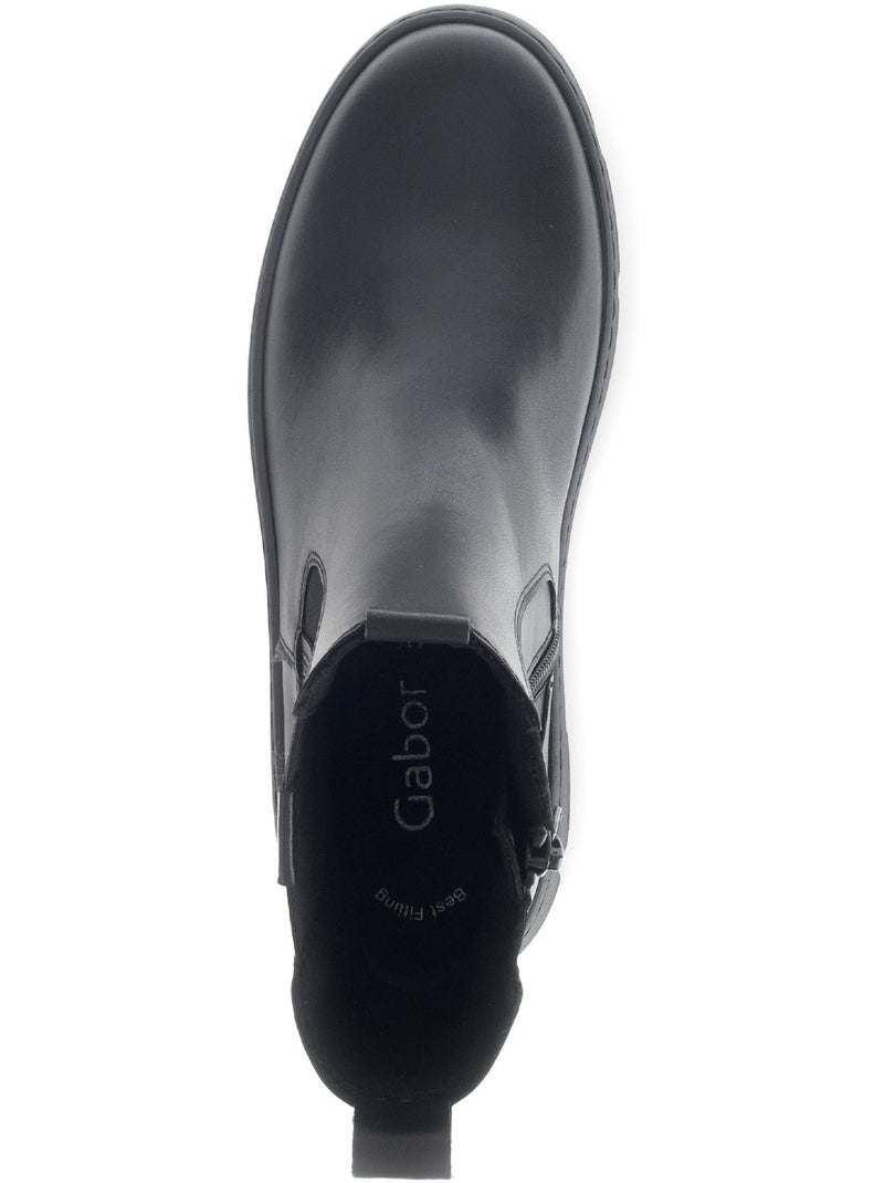 Bottines  en cuir lisse Noir Noir - Kiabi