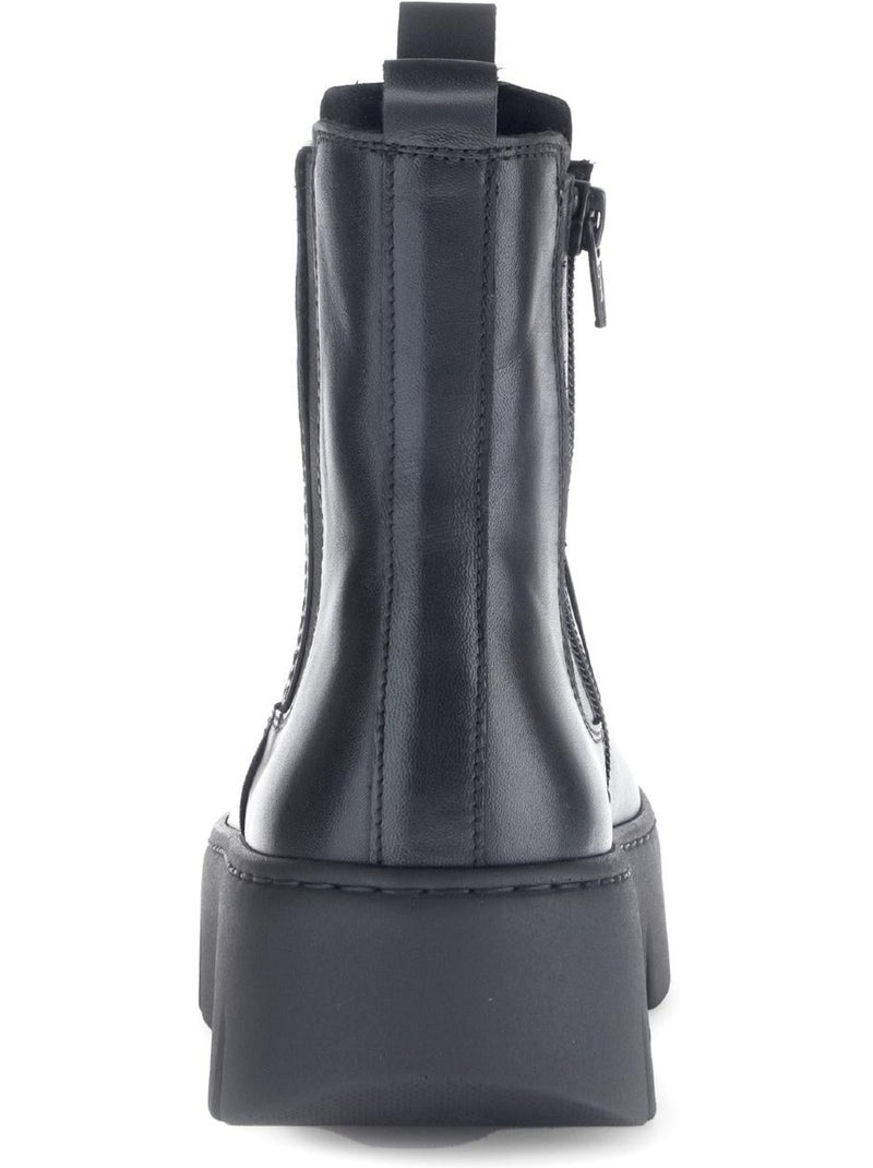 Bottines  en cuir lisse Noir Noir - Kiabi