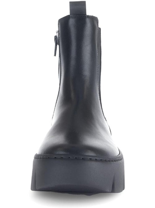 Bottines  en cuir lisse - Kiabi