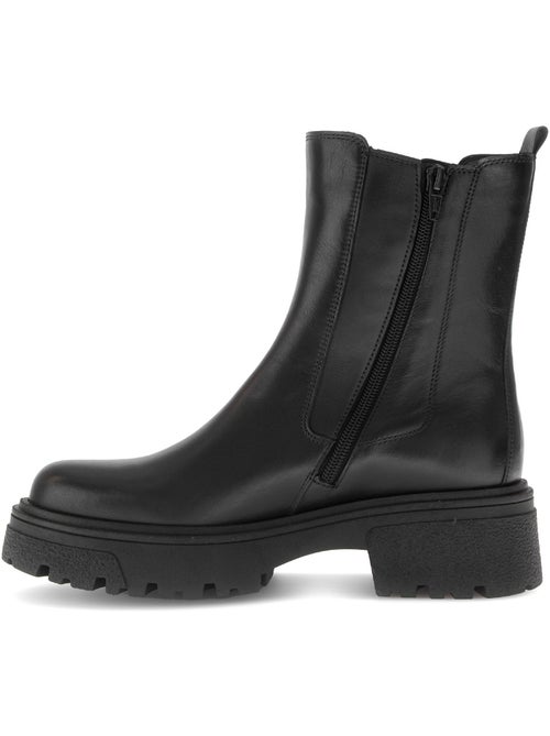 Bottines  en cuir lisse - Kiabi