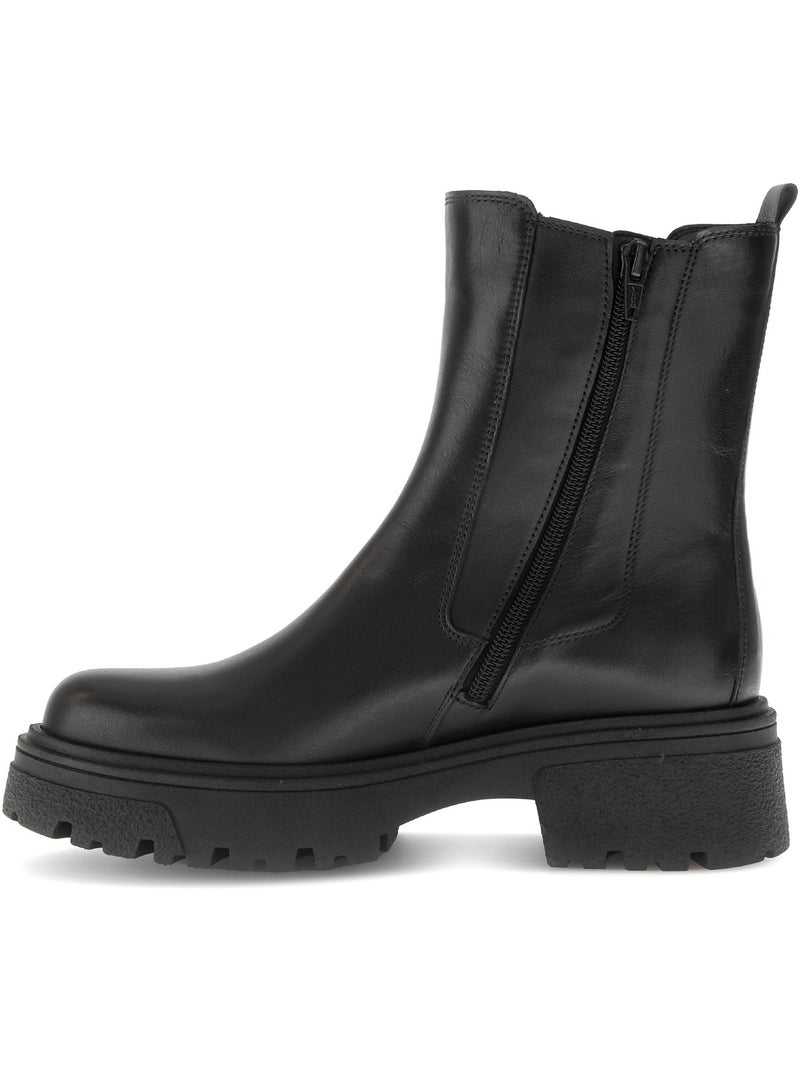 Bottines  en cuir lisse Noir Noir - Kiabi
