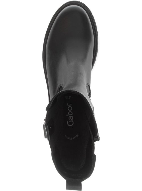 Bottines  en cuir lisse - Kiabi