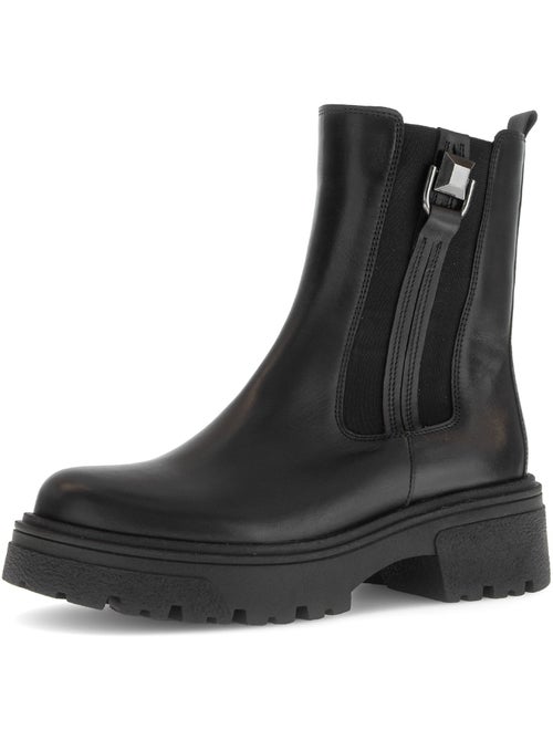 Bottines  en cuir lisse - Kiabi