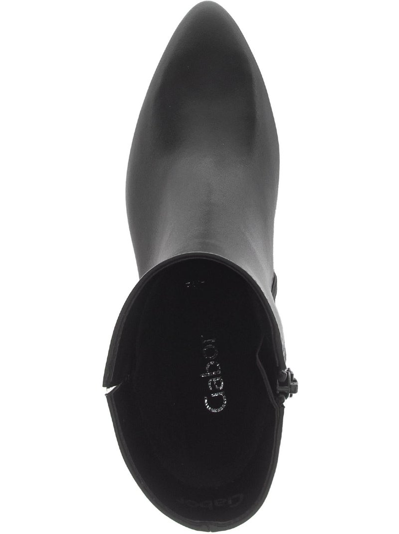 Bottines  en cuir lisse Noir Noir - Kiabi